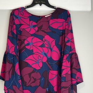 LOFT Pink and Blue Floral Blouse